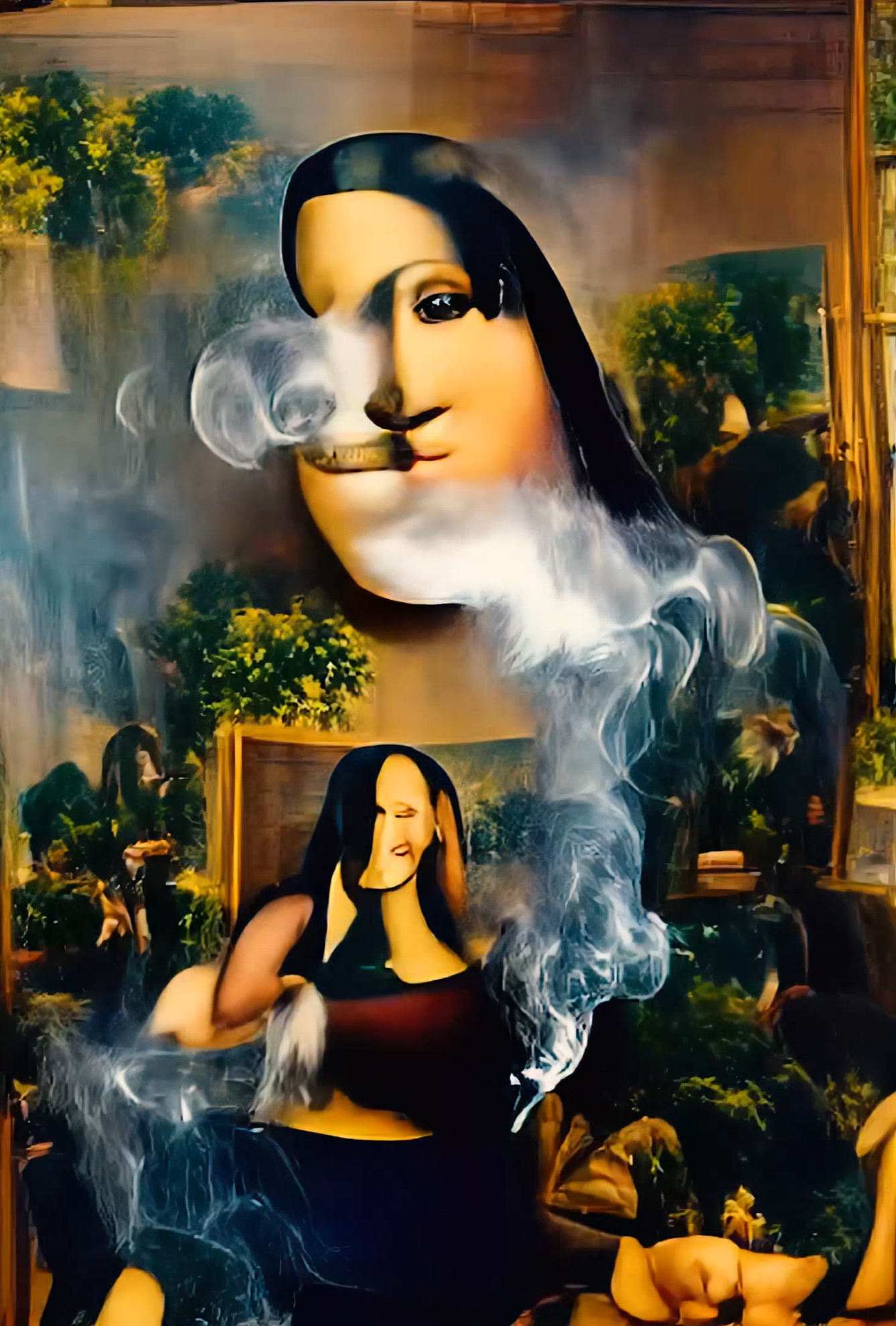 Smoking Mona Lisa. Paparazzi
